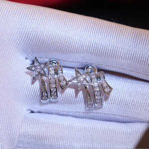 Pendientes de Diamantes en Forma de Estrella E253, Plata, para Mujer, Modernos, para Uso Diario, Corte Brillante Redondo, Joyería de Diamantes Naturales - Product Image 4