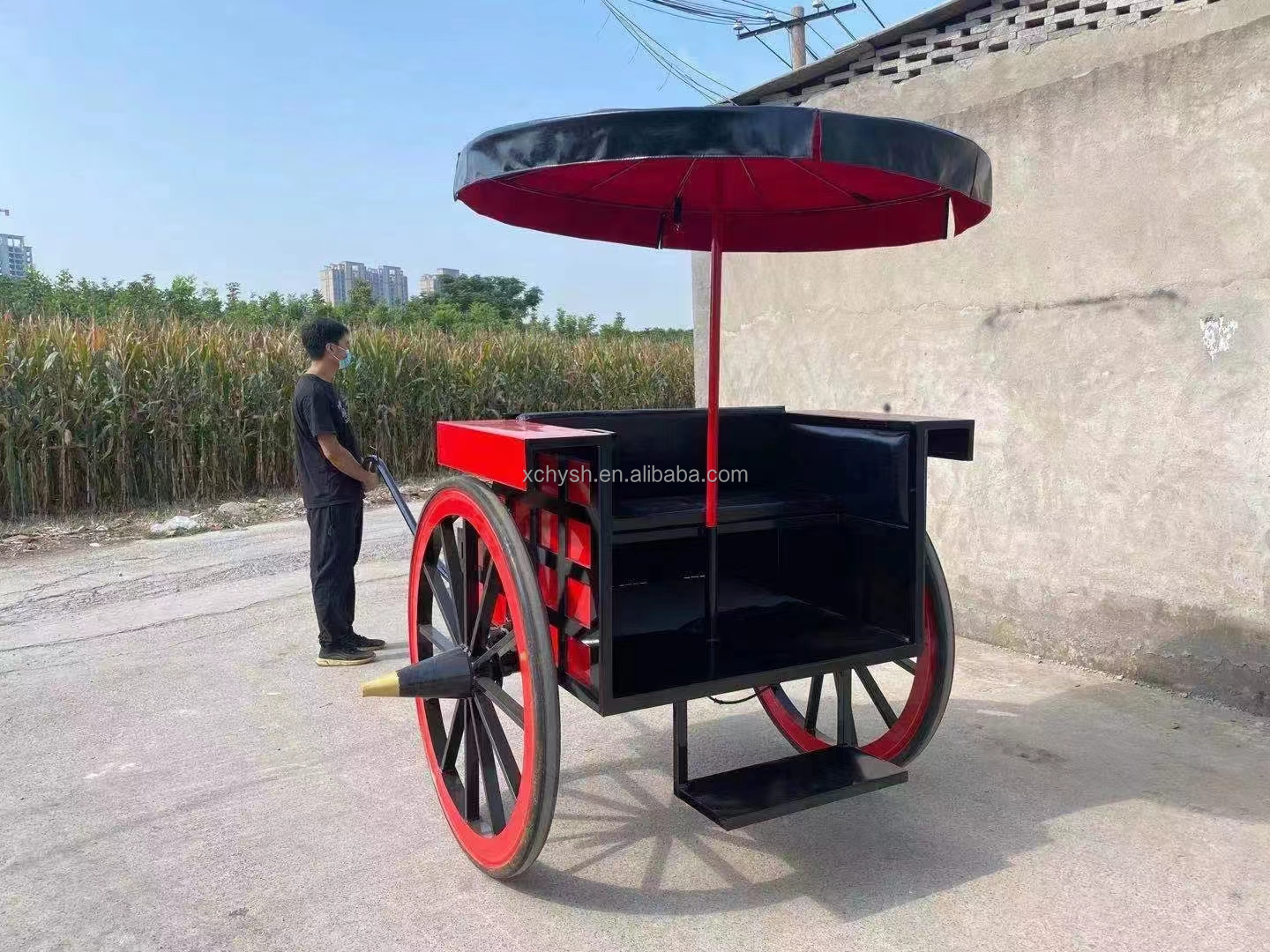 馬車中国メーカー最も古いスタイル木製馬車/古代馬車博物館/二輪