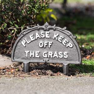 Vintage Classic Cast Iron Please <strong>Keep</strong> <strong>Off</strong> <strong>the</strong> <strong>Grass</strong> Garden <strong>Sign</strong> Warning <strong>Sign</strong> Stakes Decoration for Garden Park Lawn Yard - Product Image 6