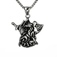 Pendentif hache et épée viking nordique en acier inoxydable, pendentif cheval, bijoux scandinaves