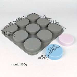 9-Cavity Round Silicone <b>Mold</b> Cylinder Soap <b>Candle</b> <b>Mold</b> for DIY Craft & Baking - Product Image 2