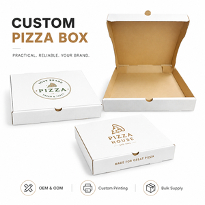 Custom Printed White Corrugated Pizza Boxes, Wholesale Food Grade Pizza Packaging <b>Box</b> With Custom Logo & Multiple Sizes - Product Image 5