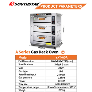 Four <span class=keywords><strong>à</strong></span> gaz commercial Southstar <span class=keywords><strong>à</strong></span> 3 niveaux et 6 plateaux, populaire, avec option de carreaux de <span class=keywords><strong>pierre</strong></span> et de vapeur - Product Image 6