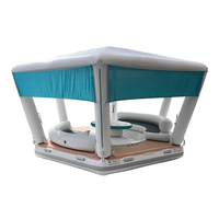 Plateforme flottante de loisirs gonflable en PVC personnalisée, île, quai, cabane avec tente