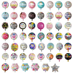 Vente en gros 18 pouces, impression personnalisée or estampage à chaud joyeux anniversaire rond fête ballons en aluminium - Product Image 1