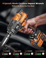 Llave de Impacto Inalámbrica de 1/2'' y 21V con Luz de Trabajo LED, Motor sin Escobillas de 1300N.m, Alto Torque para RV, Automóviles, Camiones Pesados y Uso Automotriz