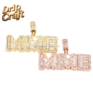 Collar de cadena unisex de cobre chapado en oro con colgante de letra <span class=keywords><strong>DIY</strong></span> estilo DC Drip Hip Hop <span class=keywords><strong>Rock</strong></span> Candy, personalizable con circonita - Product Image 4