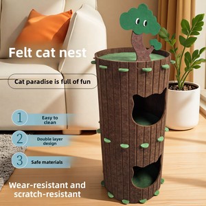 Eco-Premium Cat <b>Bed</b> <b>Cave</b> – Soundproof Foldable Felt Hideaway, Enclosed Scratch Resistant Design - Product Image 2