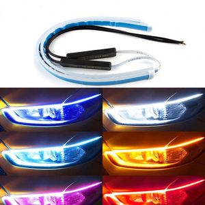 Lumière DRL universelle 12V pour moto, éclairage de jour <span class=keywords><strong>LED</strong></span>, balayage, <span class=keywords><strong>bande</strong></span> de phare étanche, flux séquentiel, clignotant jaune - Product Image 2