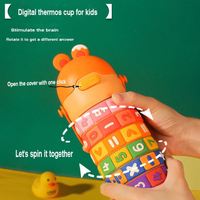 Botella de Agua Aislada al Vacío de Doble Pared de Acero Inoxidable 316 Ecológica de 430 ml, Linda y Divertida Taza Térmica Digital con Forma de Bala 6-12