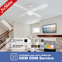 1stshine Ventilateur de plafond 52 pouces Commercial 110 v Dc Motor Remote Control Led Ceiling Fan avec lumière