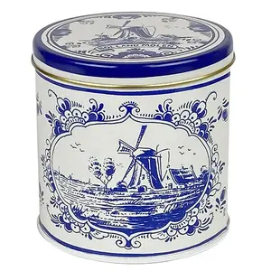 Boîte en métal ronde personnalisée pour biscuits Stroopwafel, bonbons et confiseries - Product Image 1