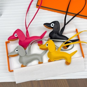 Cartoon PU Leather Dachshund Puppy Bag Pendant Handbag Keychain <b>Purse</b> Charms <b>Key</b> Ring Designer Luxury Puppy Sausage Dog Keychain - Product Image 2