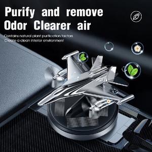 Ornements de siège de voiture de luxe, nouveau modèle, en forme d'avion de chasse rotatif solaire, en alliage, purificateur d'air et diffuseur d'aromathérapie - Product Image 2