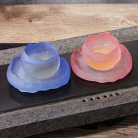 Tasse à thé Kung Fu en verre émaillé dégradé givré coloré de style japonais pour la dégustation et les cadeaux