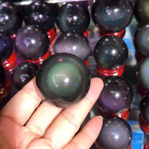 Esferas de Cuarzo Obsidiana Arcoíris Negra Pulida, Bolas de Cristal Mágicas Naturales de Alta Calidad al por Mayor - Product Image 2