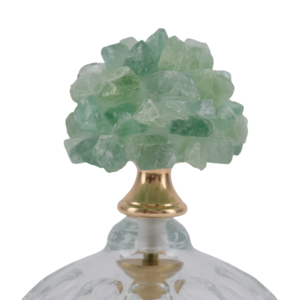 Pot de rangement rond en verre sculptural avec couvercle orné de cristaux pour la décoration du salon, objet de décoration moderne pour la maison - Product Image 3