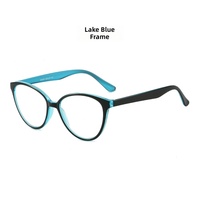 Kacamata Baca Bingkai Bulat Retro untuk Presbiopi, Kacamata Hitam Biru Full Rim untuk Pria Wanita