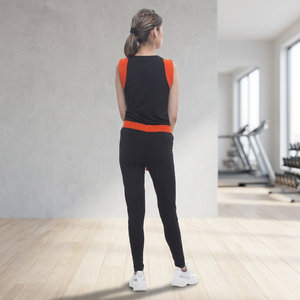 Top de yoga sin mangas negro naranja de dos colores a la moda en tela de algodón orgánico para mujer, ropa de gimnasio, Conjunto elegante a la venta - Product Image 3
