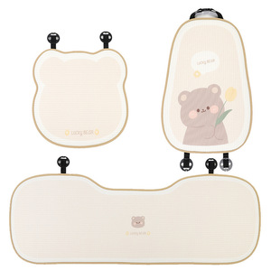 Lucky <b>Bear</b> Car Seat Cushion Mesh Fabric All Season Universal <b>Cute</b> Cartoon Style 3-4 Pieces Set - Product Image 5