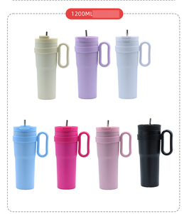 <b>750ml</b> & 1200ml(40oz) Matte Stainless Steel Handled Tumbler with Straw Lid Car Travel Insulated Cup Custom Logo - Product Image 5