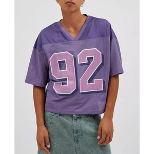 Maillots <span class=keywords><strong>de</strong></span> football en mesh personnalisés <span class=keywords><strong>de</strong></span> haute qualité pour hommes, unisexes, <span class=keywords><strong>col</strong></span> en <span class=keywords><strong>V</strong></span> décontracté, manches courtes, impression numérique, respirant - Product Image 4