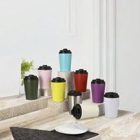 Vente en gros de gobelets à café en acier inoxydable à double paroi isolés sous vide de 12 oz avec couvercle anti-fuite, tasse de voyage réutilisable pour le bureau