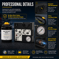 Kit de réparation de pneus portable avec compresseur d'air, ensemble de gonflage et de scellement des pneus, outil d'entretien d'urgence des pneus, pompe à air
