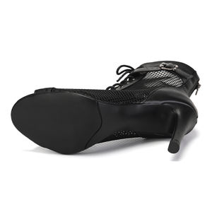 K92 <span class=keywords><strong>chaussures</strong></span> de danse latine à talon haut pour <span class=keywords><strong>femmes</strong></span> PU/Velvet + réseau hall haut au-dessus de <span class=keywords><strong>la</strong></span> cheville - Product Image 2