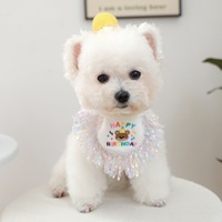 Bandanas pour fête d'anniversaire d'animaux de compagnie, motif lettres, ensemble mignon de bavoir et chapeau pour chien en polyester, idéal pour les fêtes