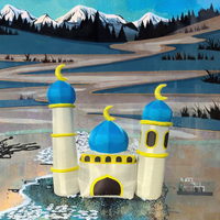Mosquée gonflable personnalisée NoveltyParty de 6 pieds pour l'Aïd Moubarak, décorations du Hajj et du Ramadan, LED, polyester, imperméable, durable, portable