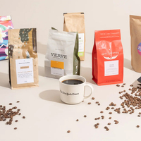 Sacs à café à impression personnalisée avec valve et fermeture à glissière Emballage en grains de café en feuille d'aluminium 250g Pochettes en mylar à fond plat sur 8 côtés