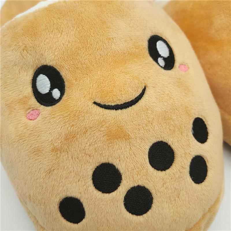 Simulation Bubble Tea Home Plush Slippers Warm and Non-slip Cotton Shoes Woman