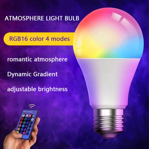 Ampoule LED arc-en-ciel à économie d'énergie, culot E27, ampoule sphérique, ampoule d'ambiance colorée RGB pour la maison, télécommande - Product Image 1
