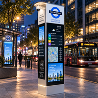 Panneau d'affichage électronique moderne pour arrêt de bus, alimenté à l'énergie solaire, avec logiciel Cloud durable et construction résistante aux intempéries