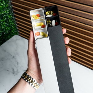 7日間スライドフィルオーガナイザー<span class=keywords><strong>AM</strong></span>/PMプッシュプルデザインCNC加工ステンレススチール純粋なアルミニウムカスタマイズ可能な毎日の薬 - Product Image 5