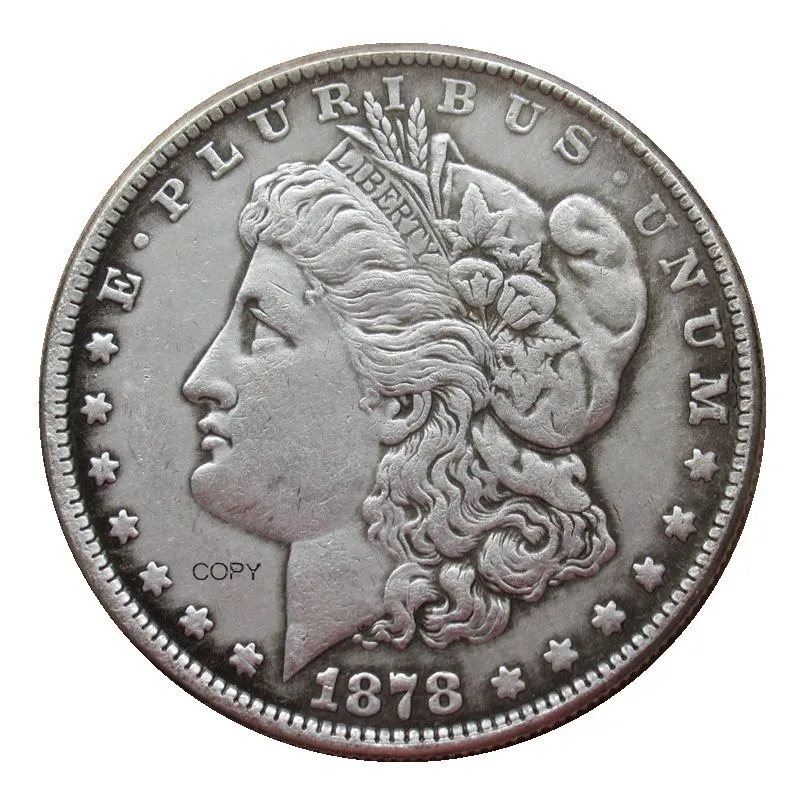 Reproducción dólar Morgan dos cara misma fecha (1878-1921) de plata plateado de monedas