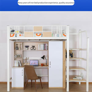 เตียงสองชั้นโลหะสำหรับผู้ใหญ่ที่พักสไตล์ลอฟท์ขนาดควีนไซส์พร้อมบันไดสำหรับใช้ในโรงเรียน - Product Image 2