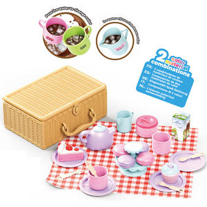 Ensemble de jeu de cuisine Yuglow, jeu de pique-nique en plastique, jouet à thé et pâtisserie avec tasse à changement de couleur sensible à la température et <span class=keywords><strong>table</strong></span> de nettoyage - Product Image 4