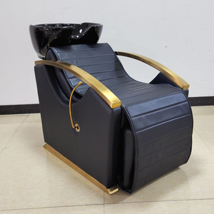 Lit de lavage de cheveux Shanlong de style européen pour salon de coiffure, semi-inclinable, position assise, avec accoudoirs dorés - Product Image 4