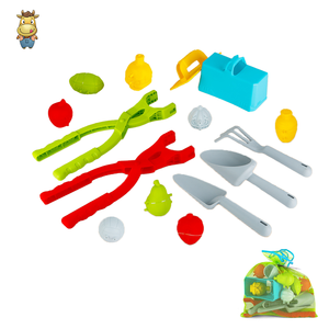 Kit de fabrication de boules de neige, ensemble de 15 jouets de neige avec pinces, moules, pelle, râteau, jouets d'hiver pour les batailles de neige en plein air, jouets de plage et de sable pour enfants - Product Image 4
