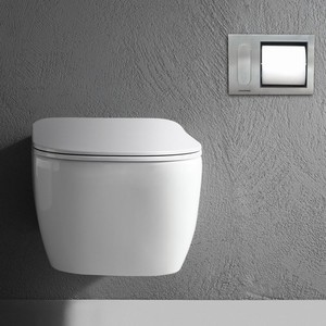 Antonio Lupi Komodo3 moderno WC a muro WC allungato a doppio filo con serbatoio nascosto e struttura senza montatura per uso bagno - Product Image 1