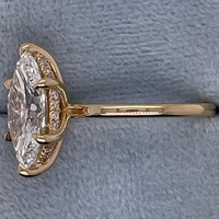 Anillo de Compromiso con Diamante Cultivado en Laboratorio CVD/HPHT, Corte Marquesa de 0.5-3CT, Halo Oculto, Certificado IGI, Oro Amarillo Sólido de 10K/14K/18K Personalizado