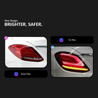 Feux arrière HETOP W205 2015-2018 Blanc clair Classe C Mise à niveau LED Feux arrière modifiés Clignotants dynamiques Édition Venom pour Benz