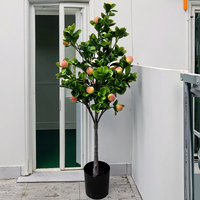 Hochwertiger Künstlicher Grüner Baum Simulierter Pfirsichbaum Garten-Topfpflanze Dekoration für Innen- und Außenbereich