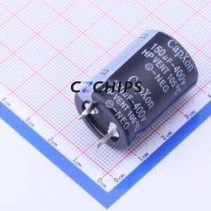 Condensateur électrolytique en aluminium à encliquetage HP151M400M310A, composant traversant (THT), D22xL31mm 150uF 20% 400V 10mm - Product Image 1