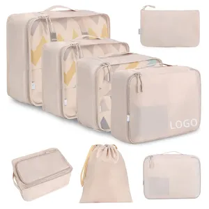 Kustom 8 Set kubus kemasan kompresi untuk penyimpanan perjalanan pengatur kemasan bagasi dengan sepatu cucian tas pakaian dalam