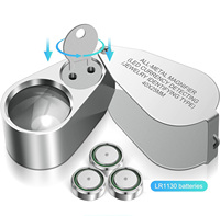 40X Jewelry Loupe Magnifying Glass UV LED Light Pocket Folding Magnifier Metal for Stamps Rock Collection Close Range Work