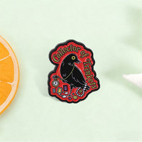 Broche vintage émaillée en forme de corbeau, badge métallique avec slogan pour collectionneur, ornement pour veste, sac à dos ou vêtement
