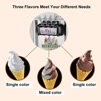 Machine à glace molle et yaourt glacé automatique en acier inoxydable de qualité commerciale, homologuée CE, nouvelle, 3 saveurs, 20-25 L/h